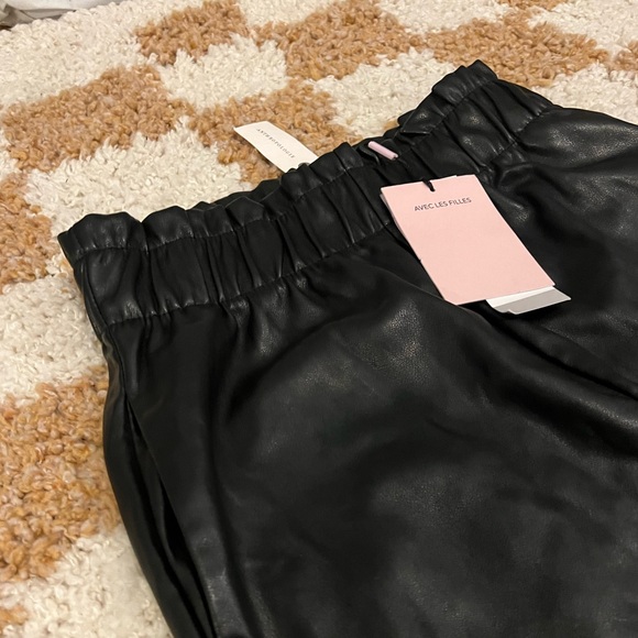 Avec Les Filles Anthropologie Vegan Leather Wide Leg Trousers XS/S - Picture 6 of 10